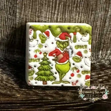 Load image into Gallery viewer, Grinch Square Christmas Silicone Focal Beads Silicone Square Bead
