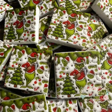 Load image into Gallery viewer, Grinch Square Christmas Silicone Focal Beads Silicone Square Bead

