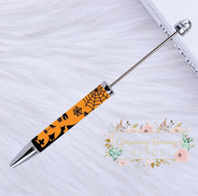 Load image into Gallery viewer, Halloween Beadable Pens 1 Count #52 Orange Spider Web Pen
