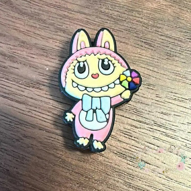 Halloween - Monster - Pink in a Piggy Costume Silicone Focal Bead