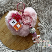 Load image into Gallery viewer, Handmade Pink - CiCi Purse Charm/Keychain Fluffy Heart Plush Handmade Keychain

