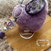 Load image into Gallery viewer, Handmade Purple - CiCi Bag Charm Keychain Fluffy Heart Plush Handmade Keychain
