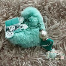 Load image into Gallery viewer, Handmade Tiffany - Bag Charm Keychain Fluffy Heart Plush Handmade Keychain
