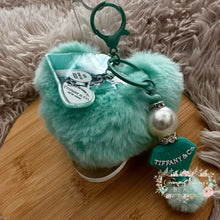 Load image into Gallery viewer, Handmade Tiffany - Bag Charm Keychain Fluffy Heart Plush Handmade Keychain

