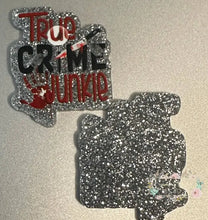 Load image into Gallery viewer, HAS A DEFECT - True Crime Glitter Flatback - has two spots on it Glitter Flatback
