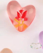 Load image into Gallery viewer, Heart Shape Tulip Oil Drop Bead - Random Colors 5 count Heart Beads
