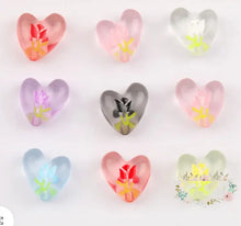 Load image into Gallery viewer, Heart Shape Tulip Oil Drop Bead - Random Colors 5 count Heart Beads
