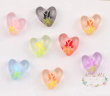 Load image into Gallery viewer, Heart Shape Tulip Oil Drop Bead - Random Colors 5 count Heart Beads
