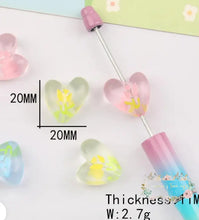Load image into Gallery viewer, Heart Shape Tulip Oil Drop Bead - Random Colors 5 count Heart Beads
