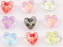 Load image into Gallery viewer, Heart Shape Tulip Oil Drop Bead - Random Colors 5 count Heart Beads
