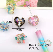 Load image into Gallery viewer, Heart Shaped Bead With Angel &amp; Rhinestones Beads
