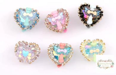 Heart Shaped Bead With Angel & Rhinestones Beads