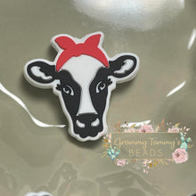 Load image into Gallery viewer, Heifer With Ribbon Silicone Focal Bead
