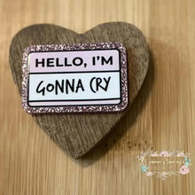 Load image into Gallery viewer, Hello - I’m going to cry - Acrylic Pink Glitter Flatback Glitter Flatback
