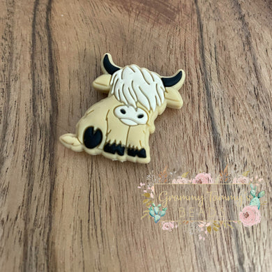 Highland Cattle - Tan Silicone Focal Bead