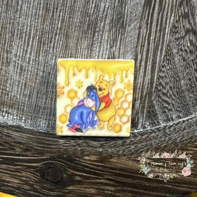 Pooh & Eyore Square Silicone Focal Bead Silicone Square Bead
