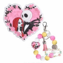 Load image into Gallery viewer, Jack &amp; Sally Pink Heart - One Count Silicone Focal Bead
