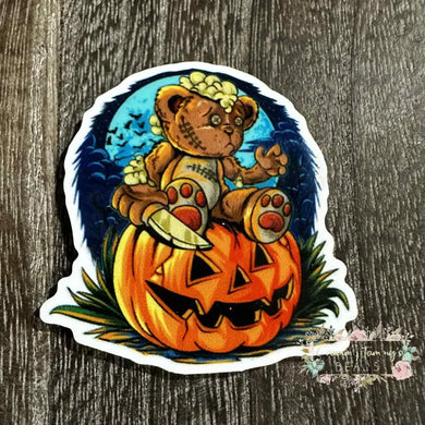 Killer Bear with Pumpkin - Acrylic Flatback Flatback