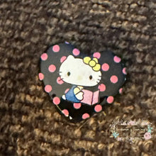Load image into Gallery viewer, Kitty Acrylic Hearts - Assorted Colors Available - 1 Count Black Acrylic Heart Beads

