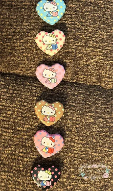 Kitty Acrylic Hearts - Assorted Colors Available - 1 Count Acrylic Heart Beads