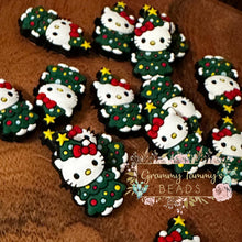 Load image into Gallery viewer, Kitty Christmas Tree Silicone Focal Bead
