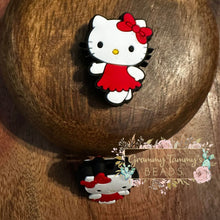 Load image into Gallery viewer, Kitty Red Silicone Focal Bead Beads
