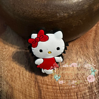 Kitty Red Silicone Focal Bead Beads