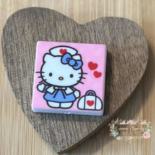 Load image into Gallery viewer, Pink Kitty Square Silicone Focal Bead Silicone Square Bead
