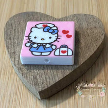 Load image into Gallery viewer, Pink Kitty Square Silicone Focal Bead Silicone Square Bead
