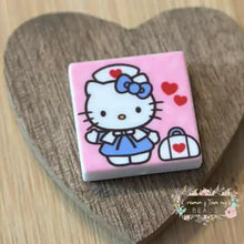 Load image into Gallery viewer, Pink Kitty Square Silicone Focal Bead Silicone Square Bead
