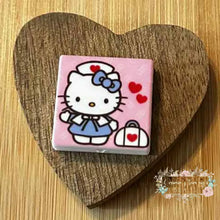 Load image into Gallery viewer, Pink Kitty Square Silicone Focal Bead Silicone Square Bead
