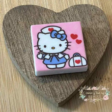 Load image into Gallery viewer, Pink Kitty Square Silicone Focal Bead Silicone Square Bead

