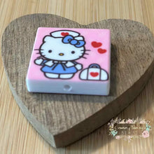 Load image into Gallery viewer, Pink Kitty Square Silicone Focal Bead Silicone Square Bead
