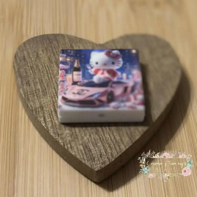 Kitty with CiCi Car Square Silicone Focal Bead Silicone Square Bead