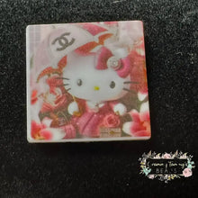 Load image into Gallery viewer, Kitty with CiCi Umbrella Square Silicone Focal Bead Silicone Focal Bead
