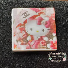 Load image into Gallery viewer, Kitty with CiCi Umbrella Square Silicone Focal Bead Silicone Focal Bead
