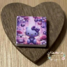 Load image into Gallery viewer, Kitty with Perfume Square Silicone Focal Bead Silicone Square Bead

