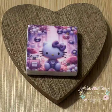 Kitty with Perfume Square Silicone Focal Bead Silicone Square Bead