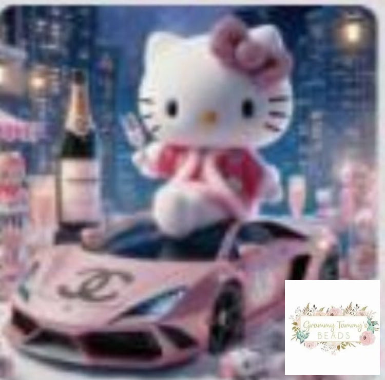 Kitty with CiCi Car Square Silicone Focal Bead Silicone Square Bead