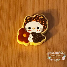 Load image into Gallery viewer, Kitty with Flower Silicone Focal Bead Silicone Focal Bead
