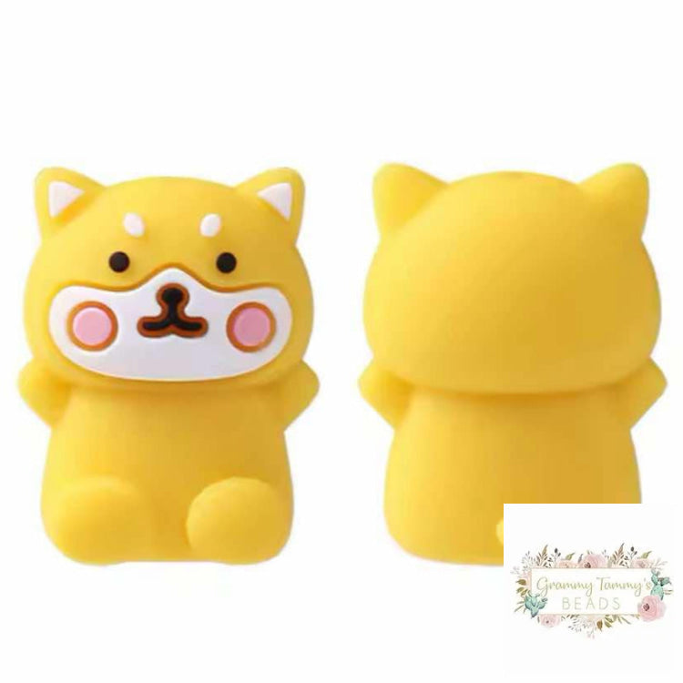 Kitty - Yellow 3D Silicone Focal Bead Beads