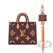Load image into Gallery viewer, Love Brown Purse Silicone Focal Bead - Beads
