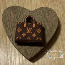 Load image into Gallery viewer, LoVe Brown Purse Silicone Focal Bead Focal Beads
