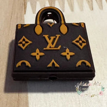 Load image into Gallery viewer, Love Brown Purse Silicone Focal Bead - Beads
