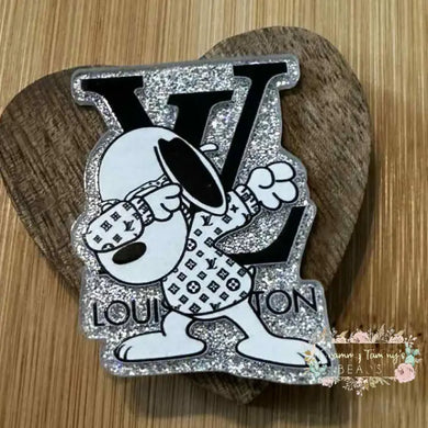 LoVe Dabbing Dog Glitter Flatback Glitter Flatback