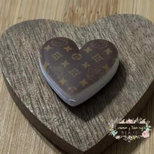 Load image into Gallery viewer, LoVe Kitty Brown Heart Silicone Focal Bead Silicone Focal Bead
