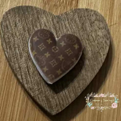 LoVe Kitty Brown Heart Silicone Focal Bead Silicone Focal Bead