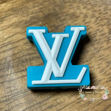Load image into Gallery viewer, Love Two Toned Turquoise &amp; White Silicone Focal Bead Beads
