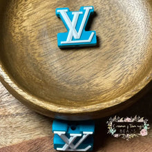 Load image into Gallery viewer, Love Two Toned Turquoise &amp; White Silicone Focal Bead Beads
