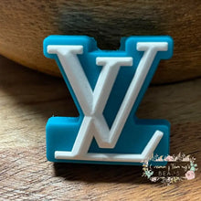 Load image into Gallery viewer, Love Two Toned Turquoise &amp; White Silicone Focal Bead Beads
